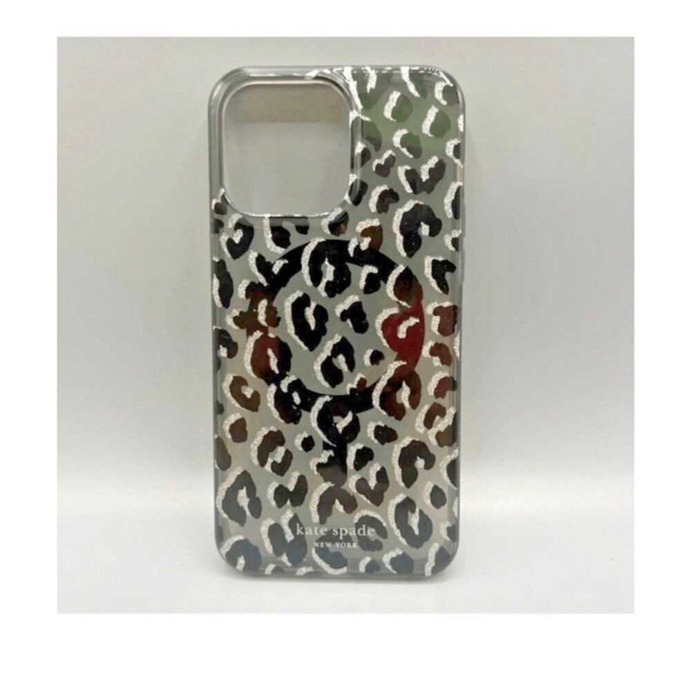 Kate Spade Protective Case for MagSafe for iPhone 15 Pro Max-Black City Leopard